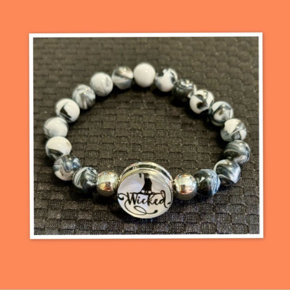 Halloween Snap Button Beaded Stretchable Bracelet - image 2